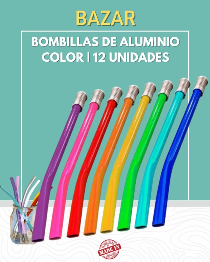 Bombillas de Aluminio de Colores – Pack x12
