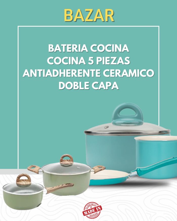 Batería de Cocina 5 Piezas – Cerámica Antiadherente