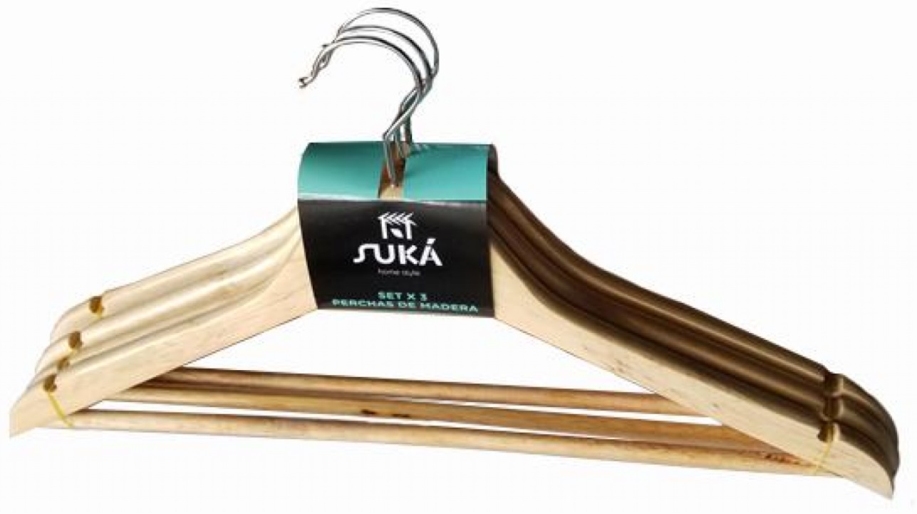 Percha Madera Suka x 3